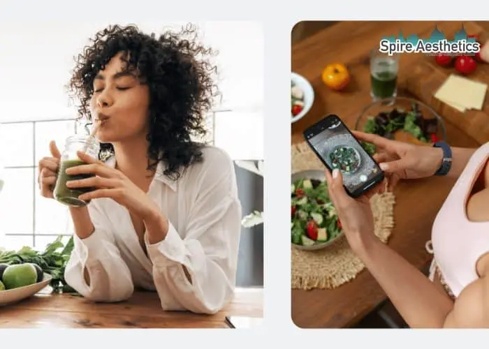 Image of woman looking into her diet and fat freezing Peterborough to improve her health